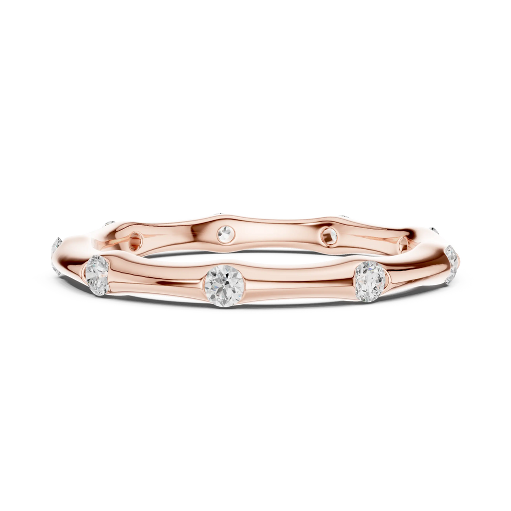 10K White Gold Sculpted Diamond Pebble Eternity Band
