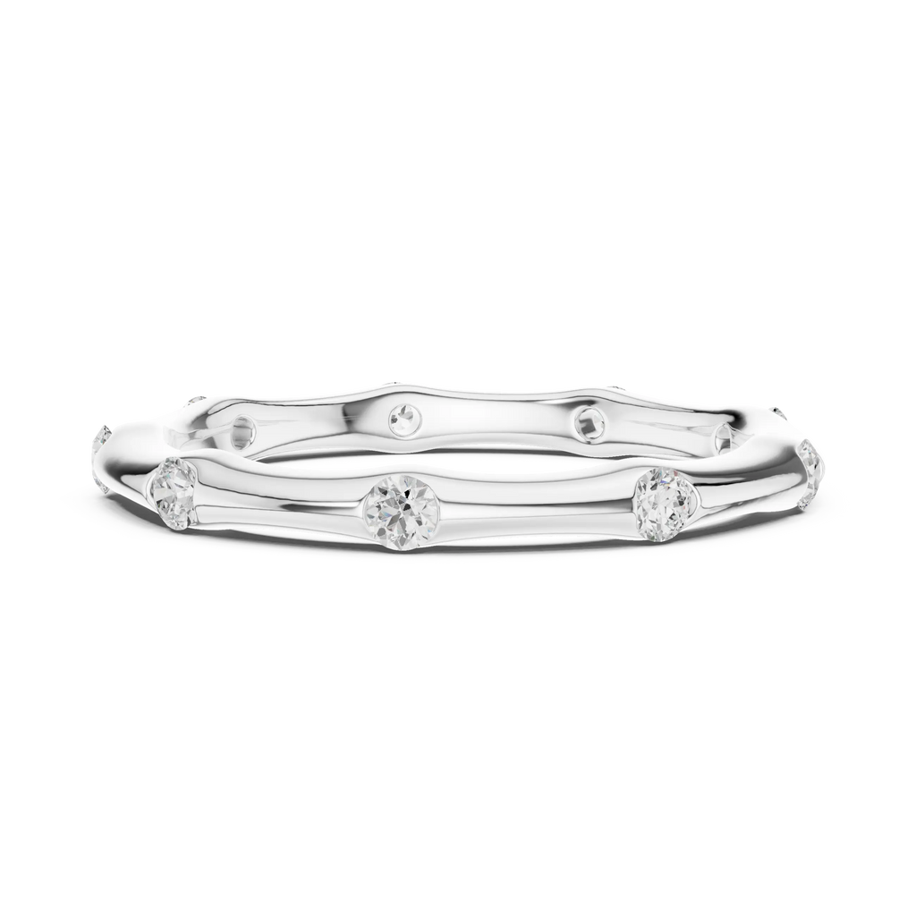 10K White Gold Sculpted Diamond Pebble Eternity Band