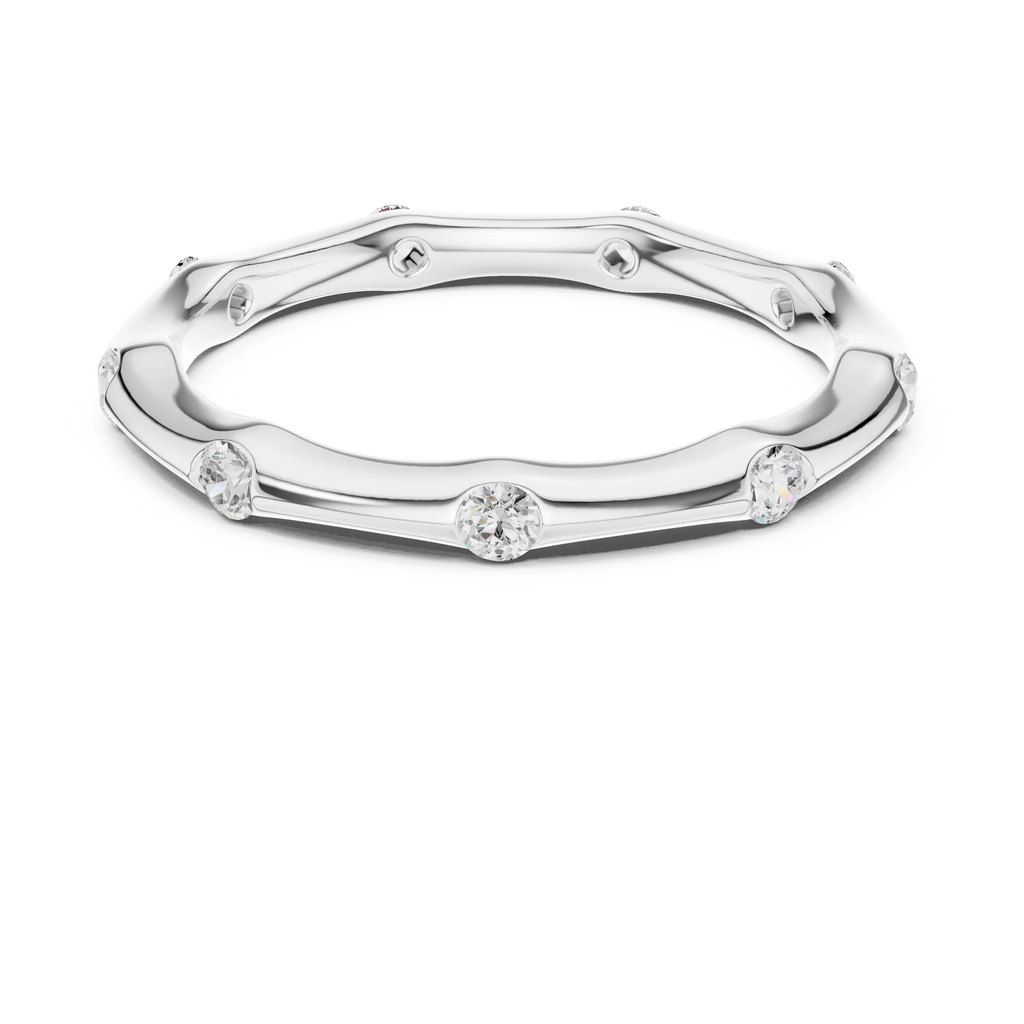 10K White Gold Sculpted Diamond Pebble Eternity Band