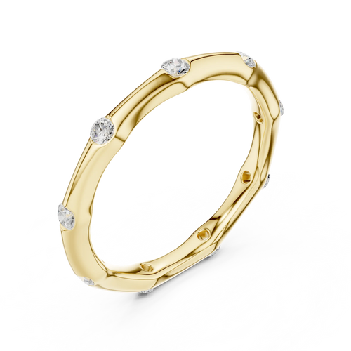 10K White Gold Sculpted Diamond Pebble Eternity Band