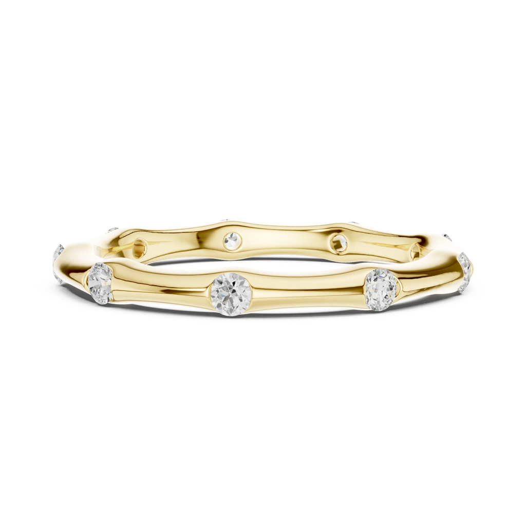10K White Gold Sculpted Diamond Pebble Eternity Band