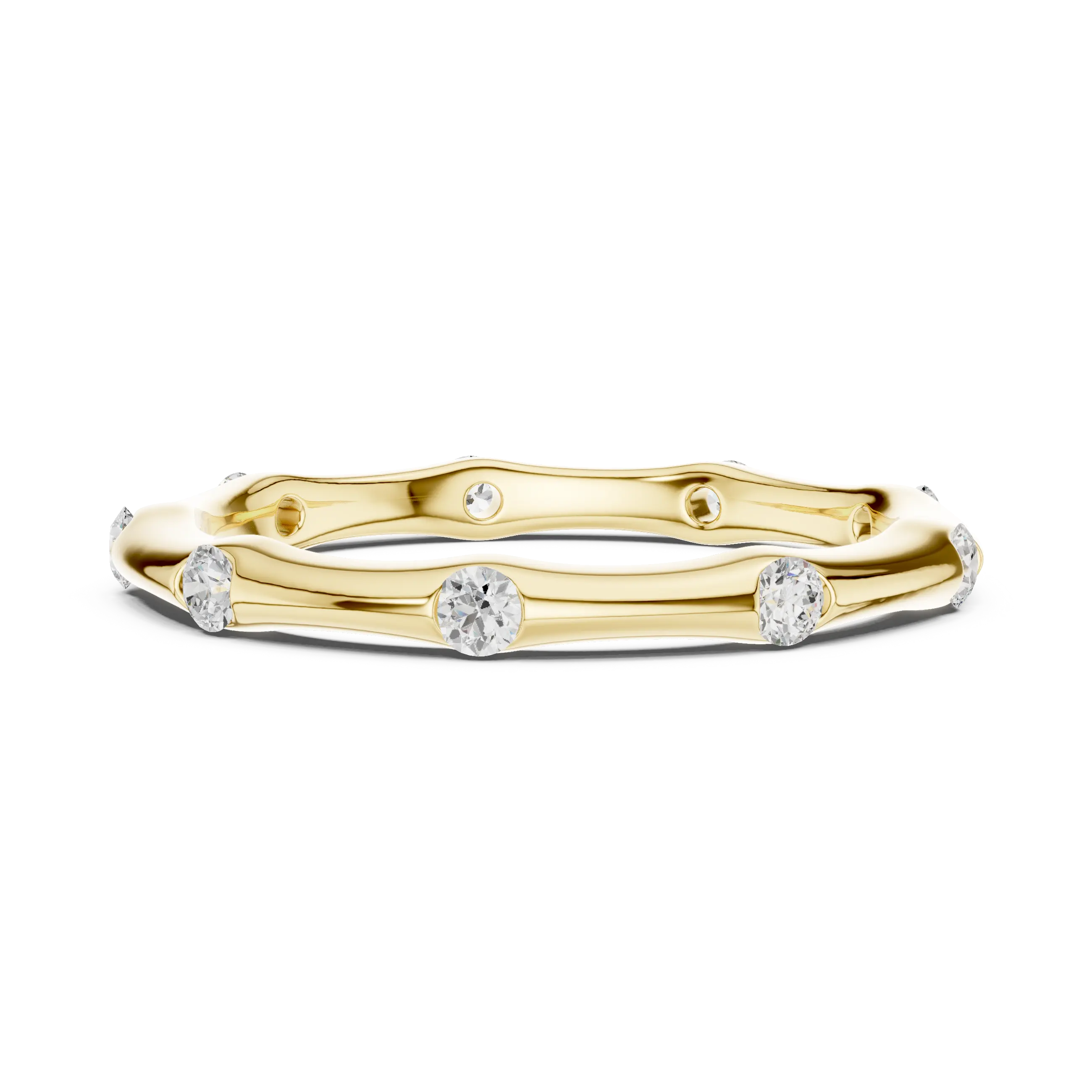 10K White Gold Sculpted Diamond Pebble Eternity Band
