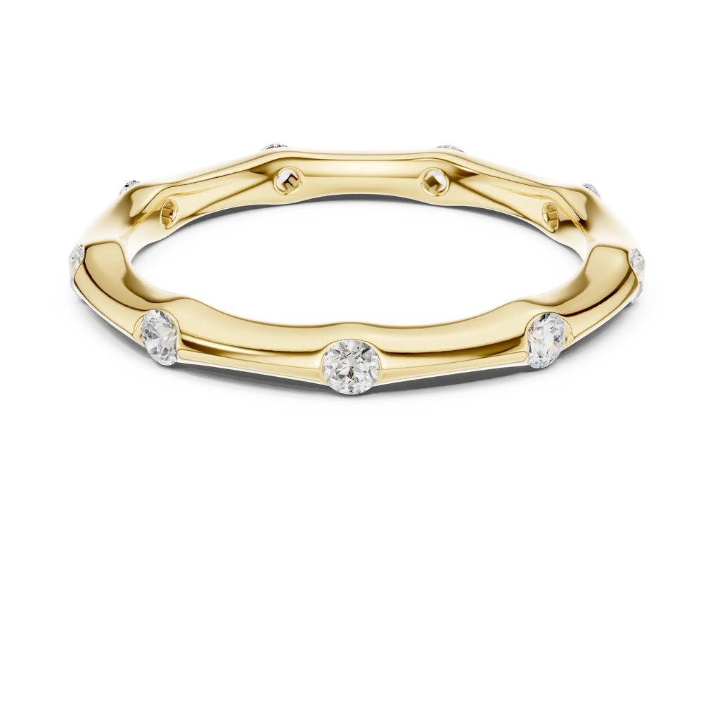 10K White Gold Sculpted Diamond Pebble Eternity Band