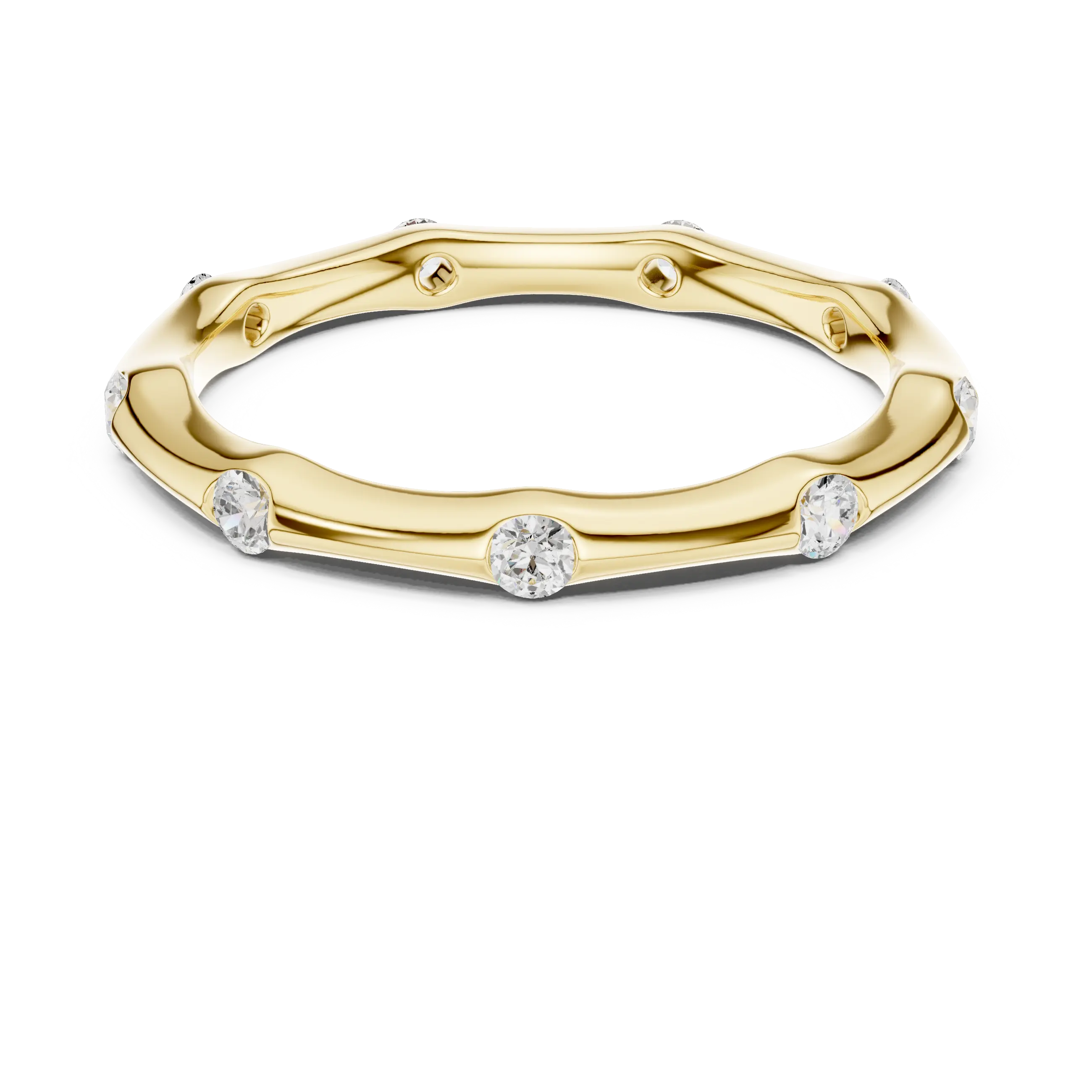 10K White Gold Sculpted Diamond Pebble Eternity Band