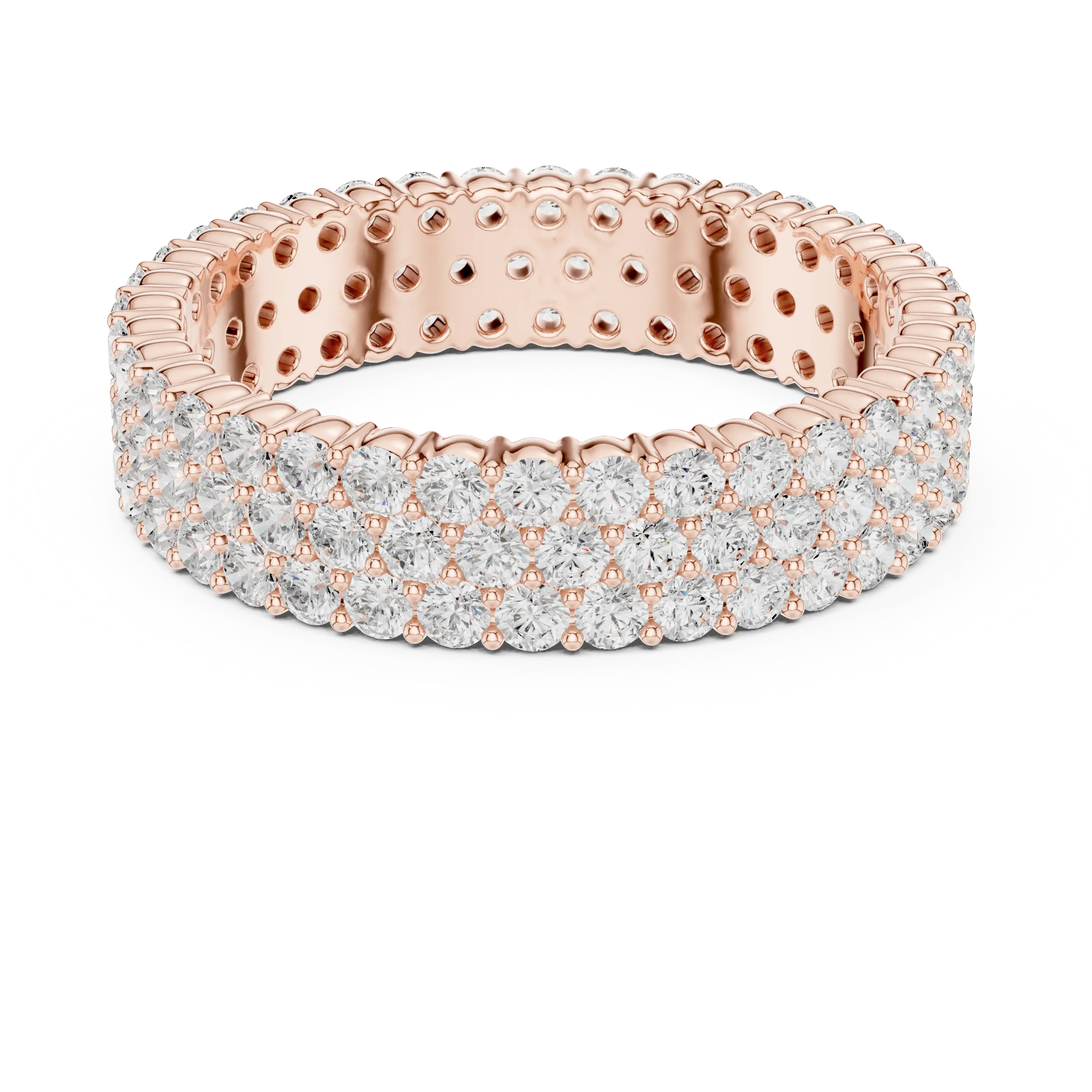 18K Yellow Gold Triple Row Diamond Eternity Band