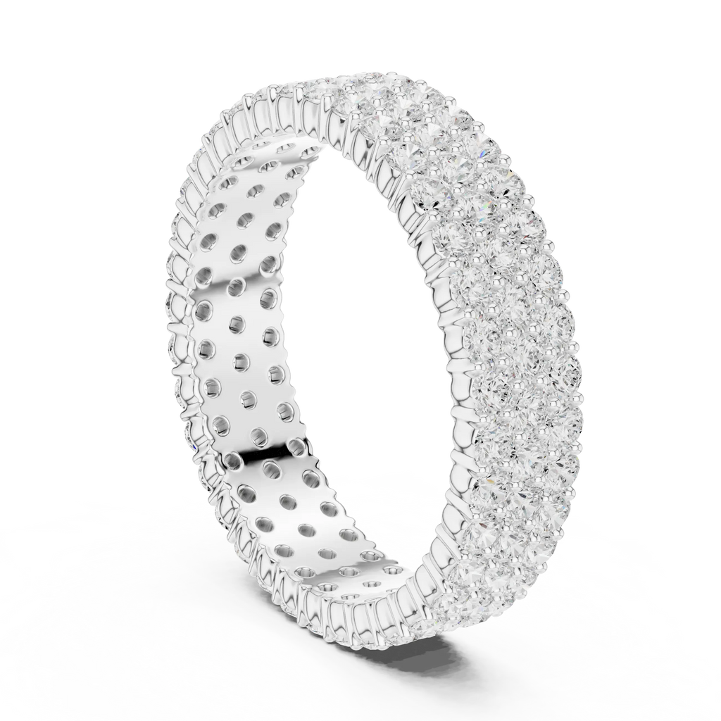 18K Yellow Gold Triple Row Diamond Eternity Band