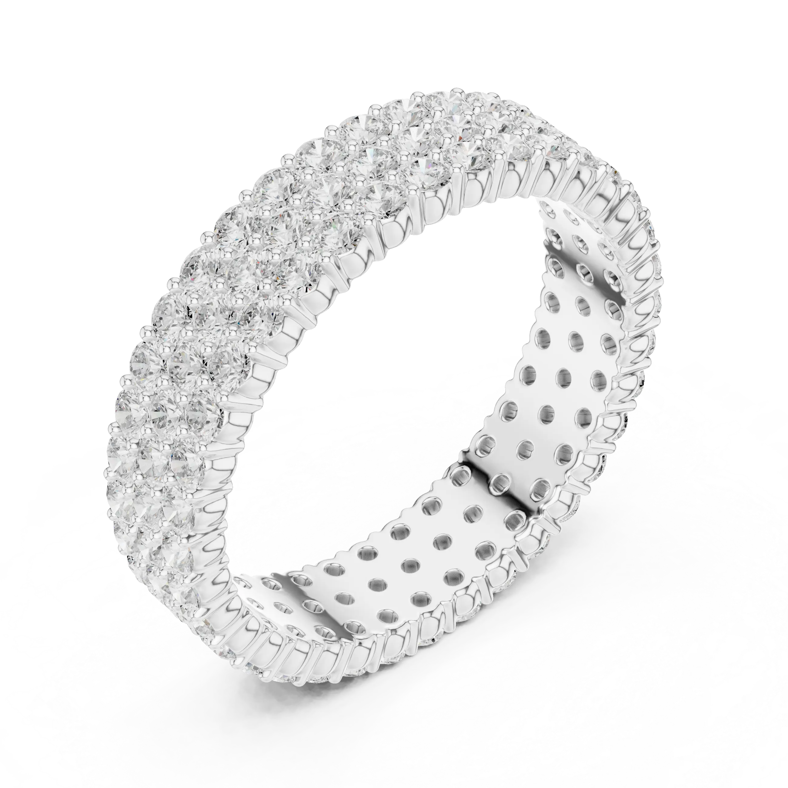 18K Yellow Gold Triple Row Diamond Eternity Band