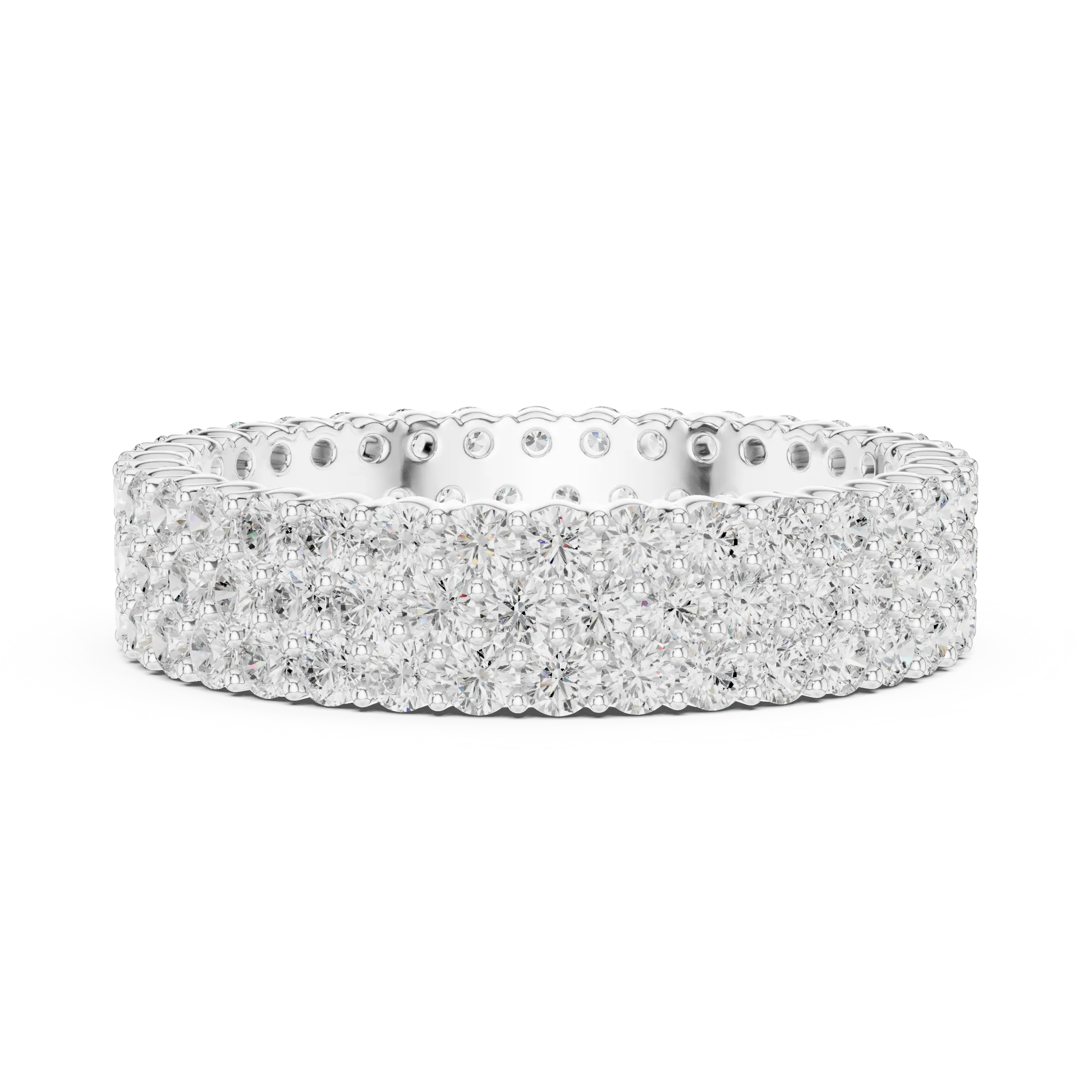 18K Yellow Gold Triple Row Diamond Eternity Band