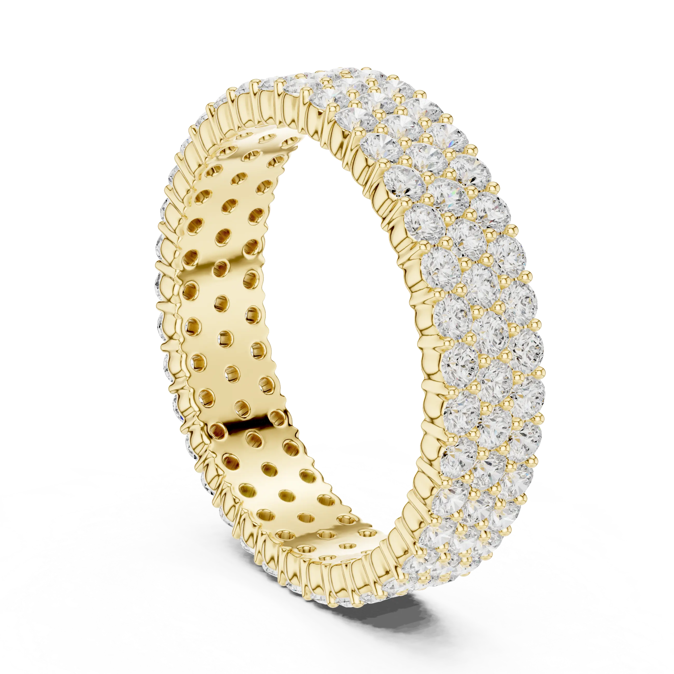 18K Yellow Gold Triple Row Diamond Eternity Band