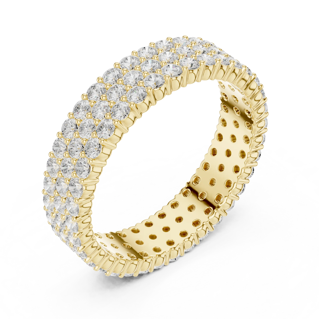 18K Yellow Gold Triple Row Diamond Eternity Band