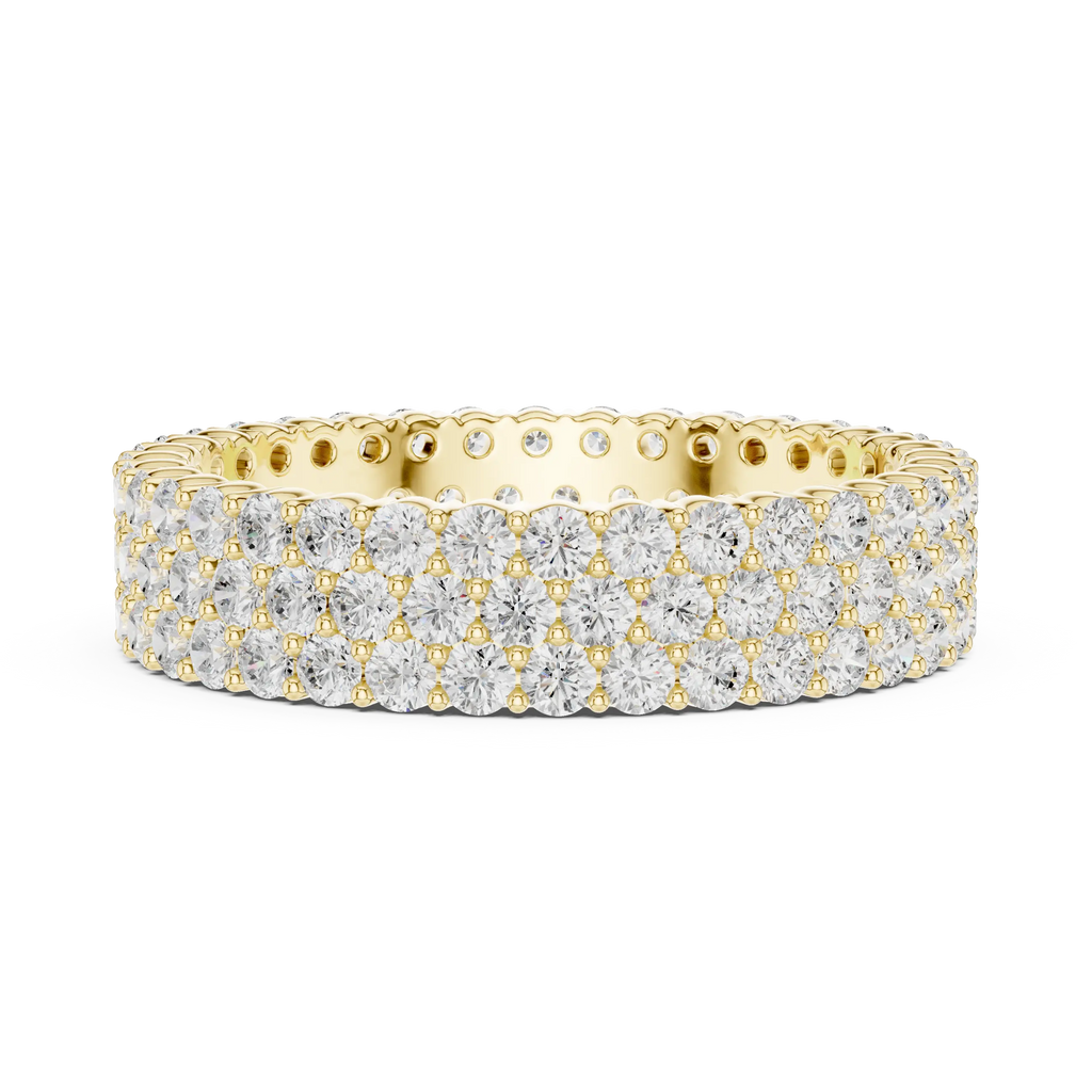 18K Yellow Gold Triple Row Diamond Eternity Band