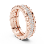 14K Rose Gold Sculpted Diamond Edge Eternity Wedding Band