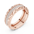 14K Rose Gold Sculpted Diamond Edge Eternity Wedding Band