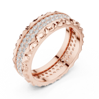 14K Rose Gold Sculpted Diamond Edge Eternity Wedding Band