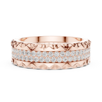 14K Rose Gold Sculpted Diamond Edge Eternity Wedding Band