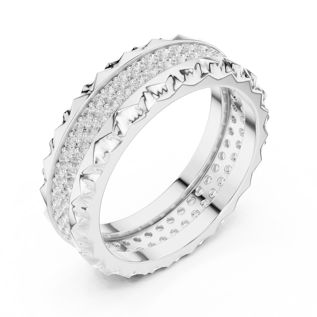 14K Rose Gold Sculpted Diamond Edge Eternity Wedding Band