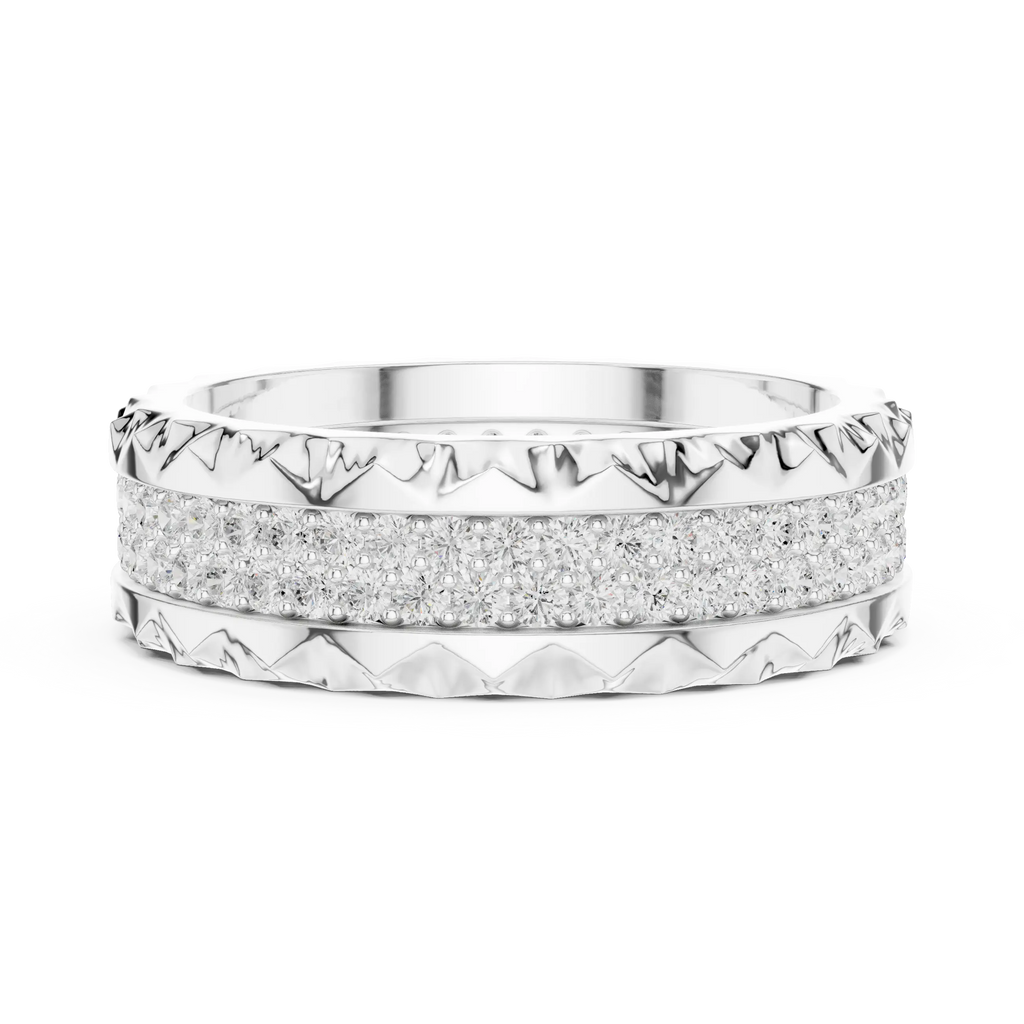 14K Rose Gold Sculpted Diamond Edge Eternity Wedding Band