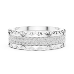 14K Rose Gold Sculpted Diamond Edge Eternity Wedding Band