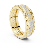 14K Rose Gold Sculpted Diamond Edge Eternity Wedding Band
