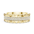 14K Rose Gold Sculpted Diamond Edge Eternity Wedding Band