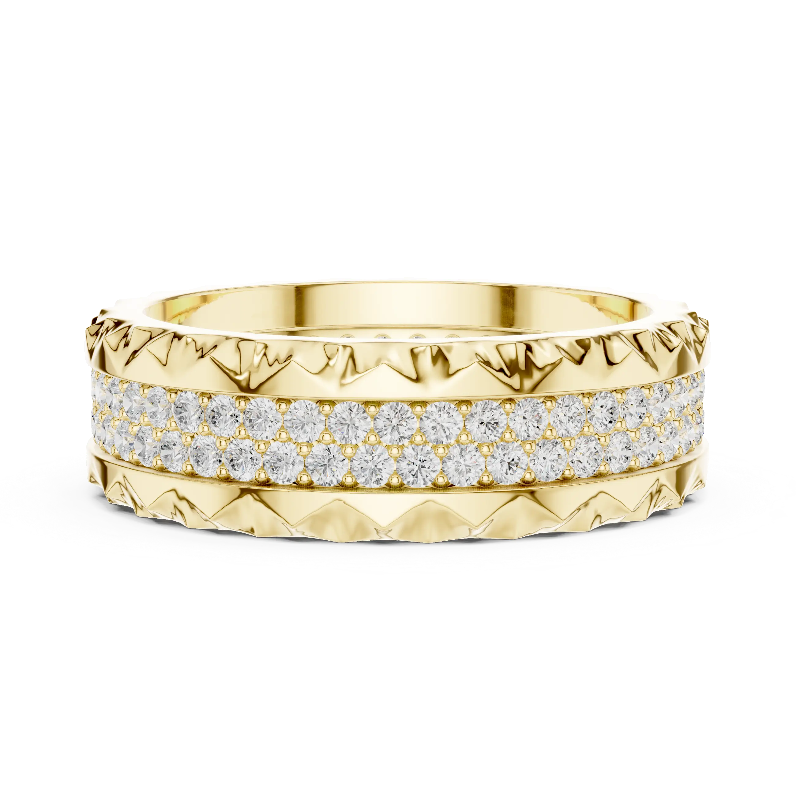 14K Rose Gold Sculpted Diamond Edge Eternity Wedding Band
