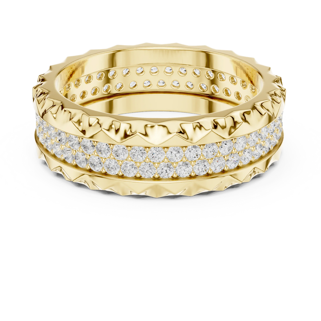 14K Rose Gold Sculpted Diamond Edge Eternity Wedding Band