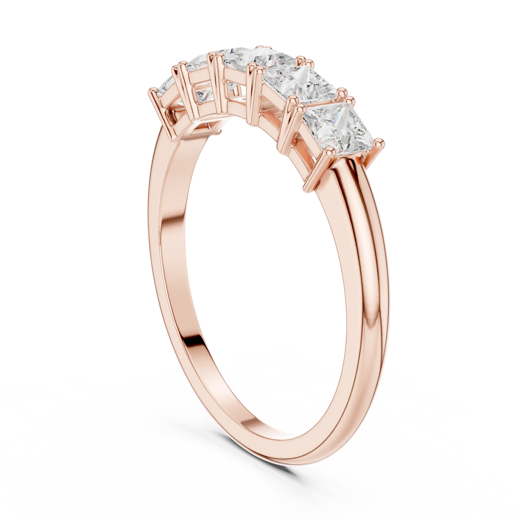 White Gold Five-Stone Princess Cut Moissanite Diamond Anniversary Ring