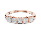 White Gold Five-Stone Princess Cut Moissanite Diamond Anniversary Ring