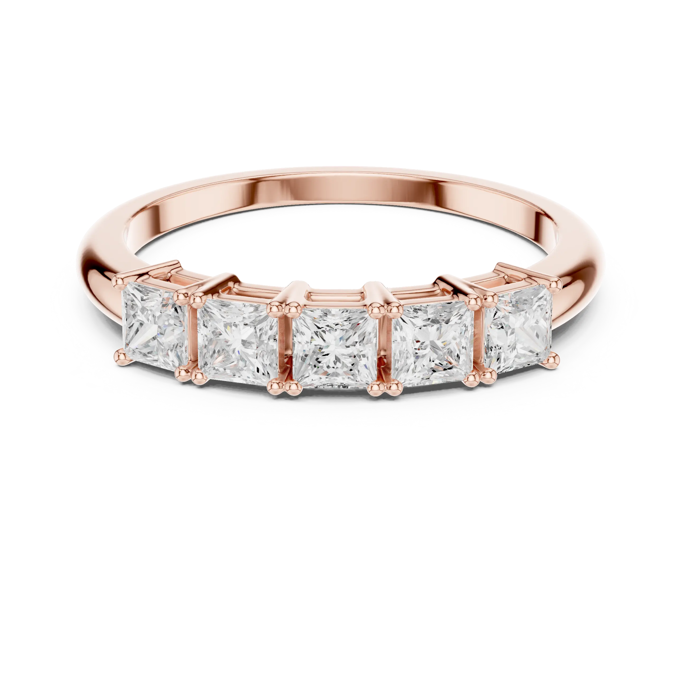 White Gold Five-Stone Princess Cut Moissanite Diamond Anniversary Ring