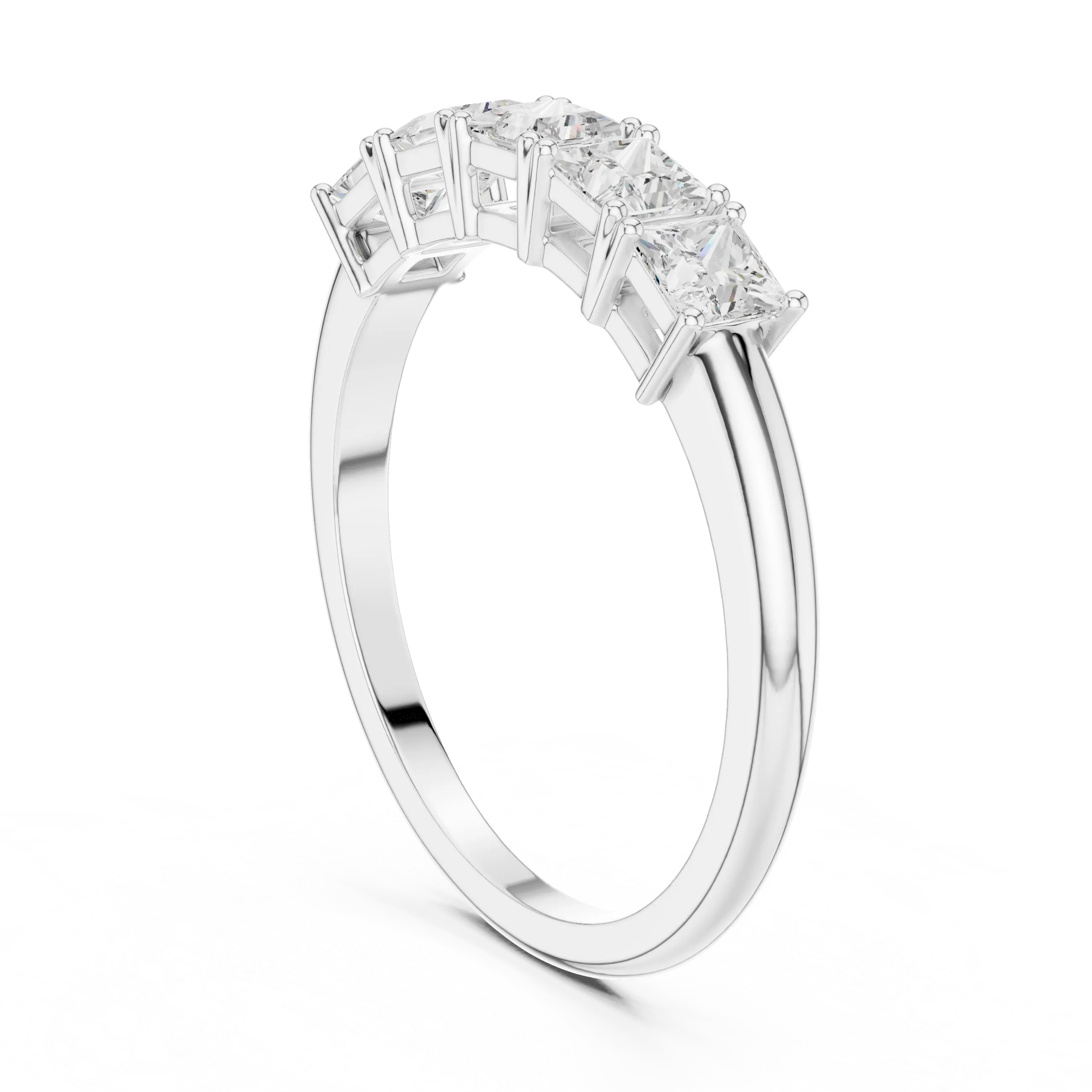 White Gold Five-Stone Princess Cut Moissanite Diamond Anniversary Ring