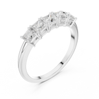 White Gold Five-Stone Princess Cut Moissanite Diamond Anniversary Ring