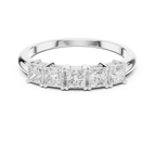White Gold Five-Stone Princess Cut Moissanite Diamond Anniversary Ring