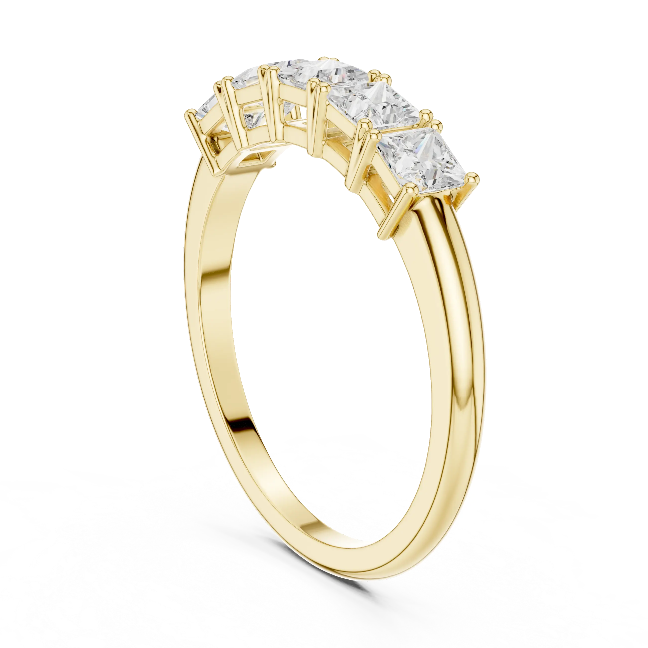 White Gold Five-Stone Princess Cut Moissanite Diamond Anniversary Ring