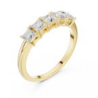 White Gold Five-Stone Princess Cut Moissanite Diamond Anniversary Ring