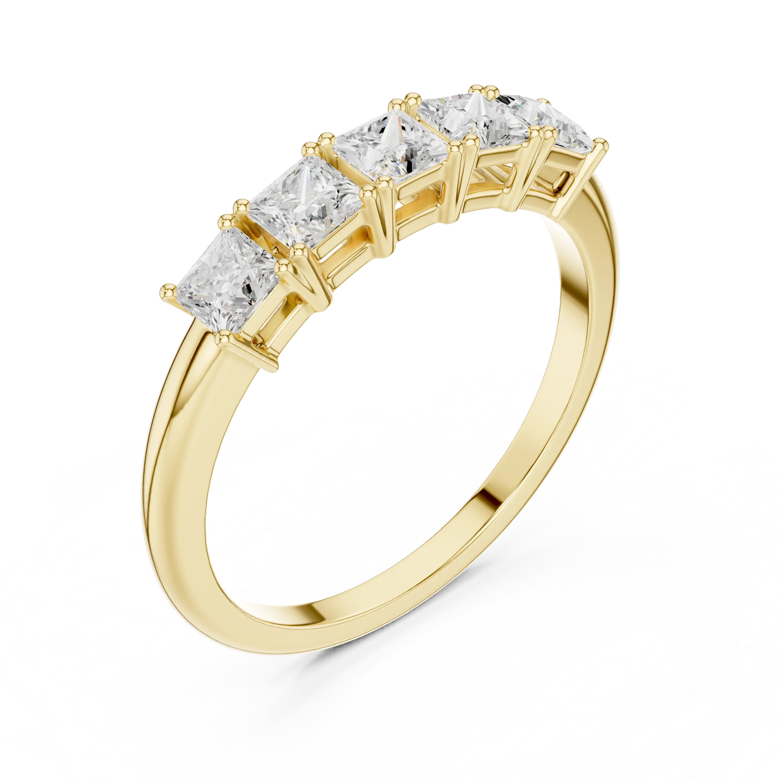 White Gold Five-Stone Princess Cut Moissanite Diamond Anniversary Ring