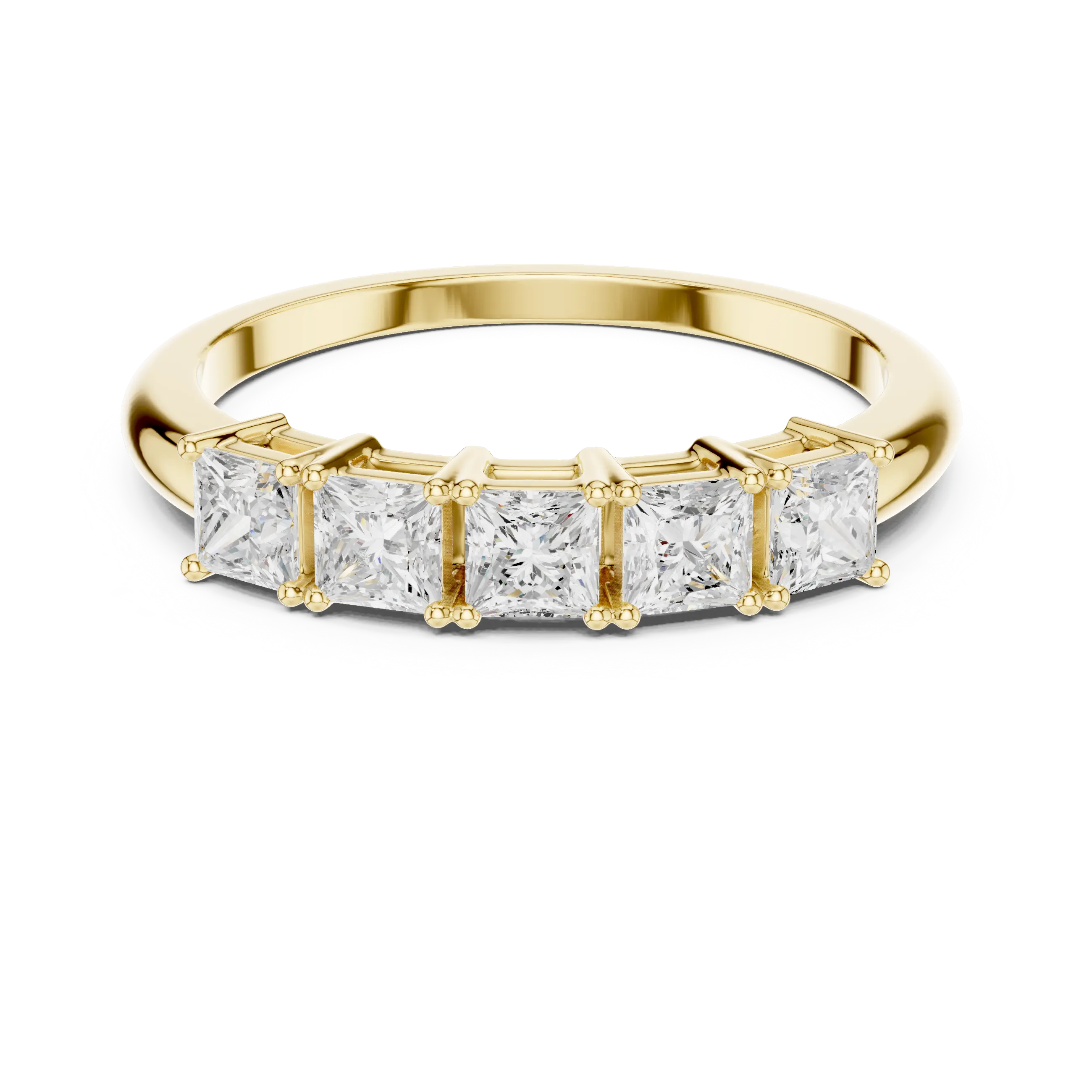 White Gold Five-Stone Princess Cut Moissanite Diamond Anniversary Ring