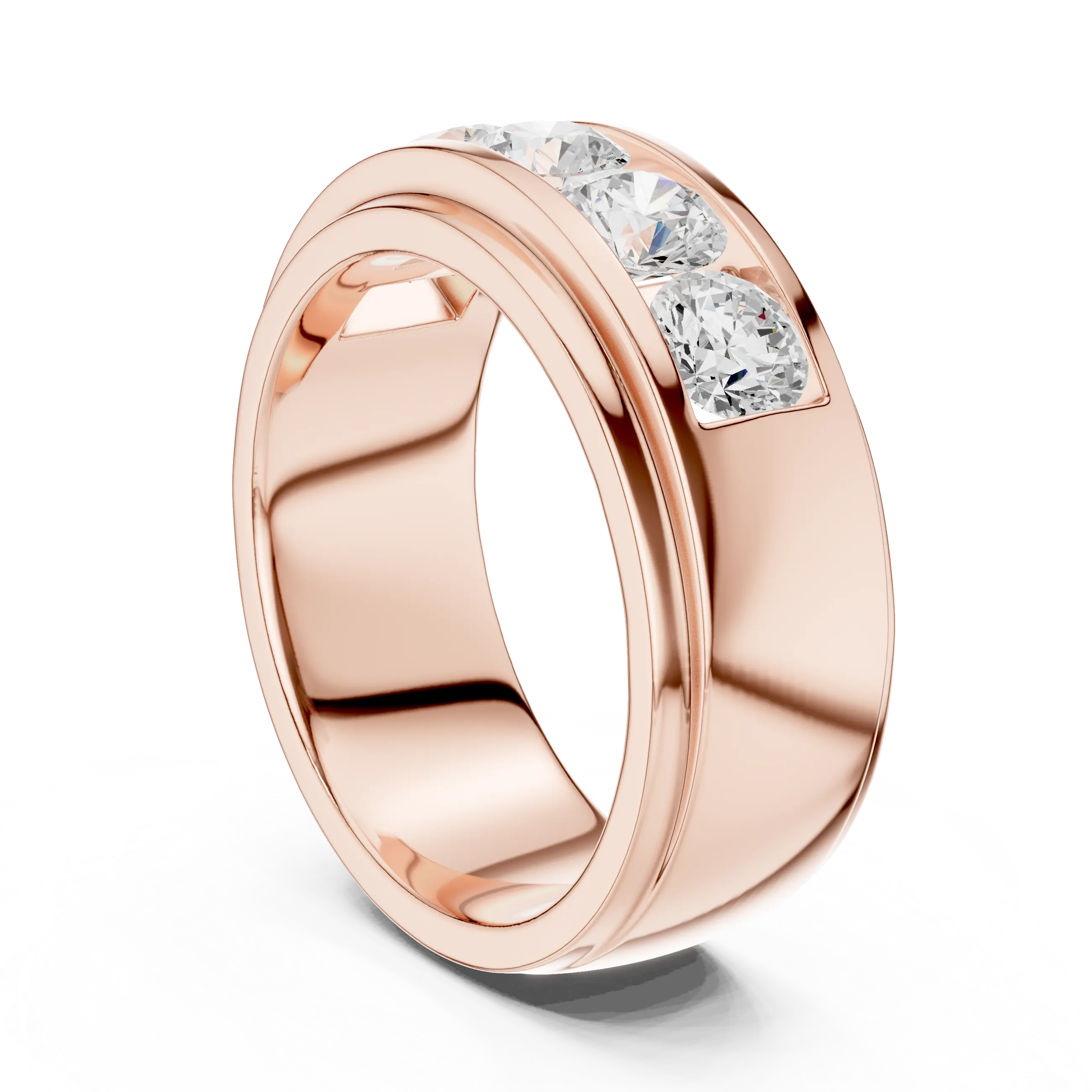 14K Yellow Gold Five-Stone Lab Grown Channel Set Men's Diamond Band