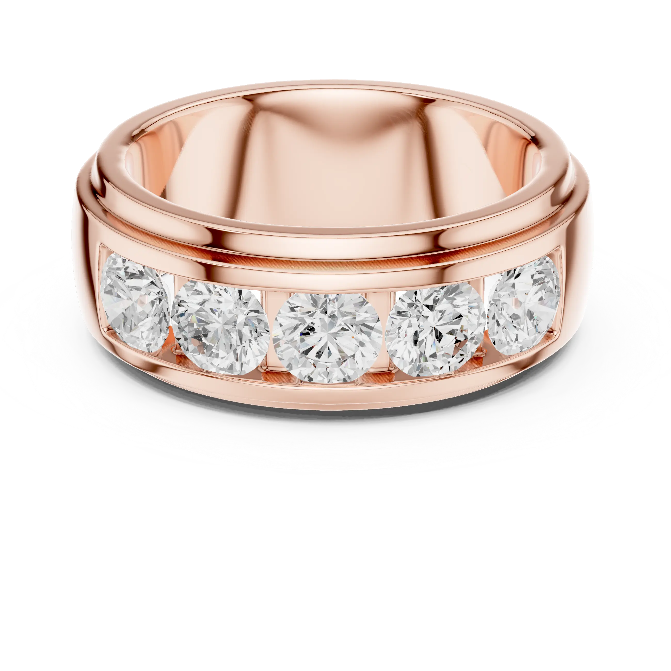 14K Yellow Gold Five-Stone Lab Grown Channel Set Men's Diamond Band