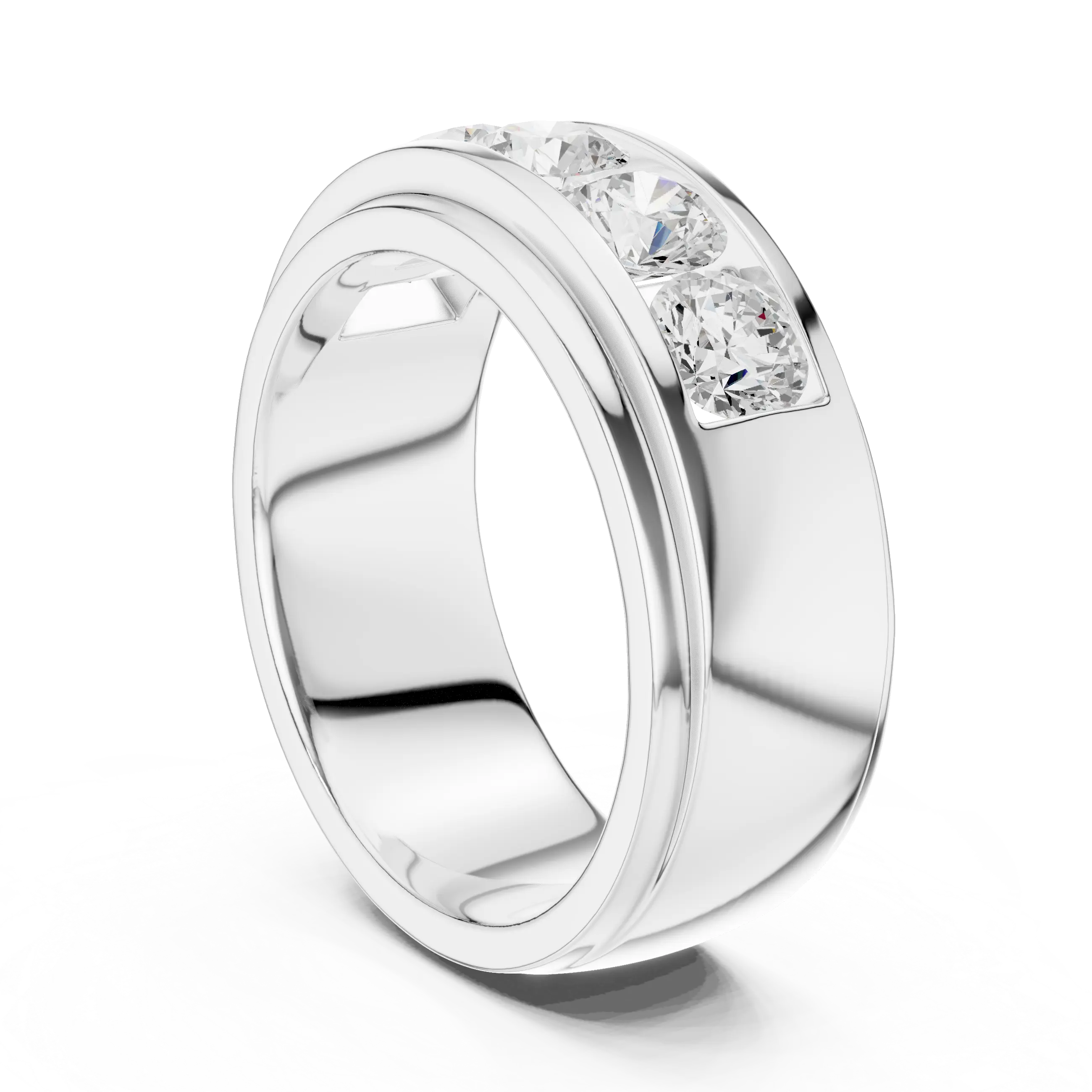14K Yellow Gold Five-Stone Lab Grown Channel Set Men's Diamond Band