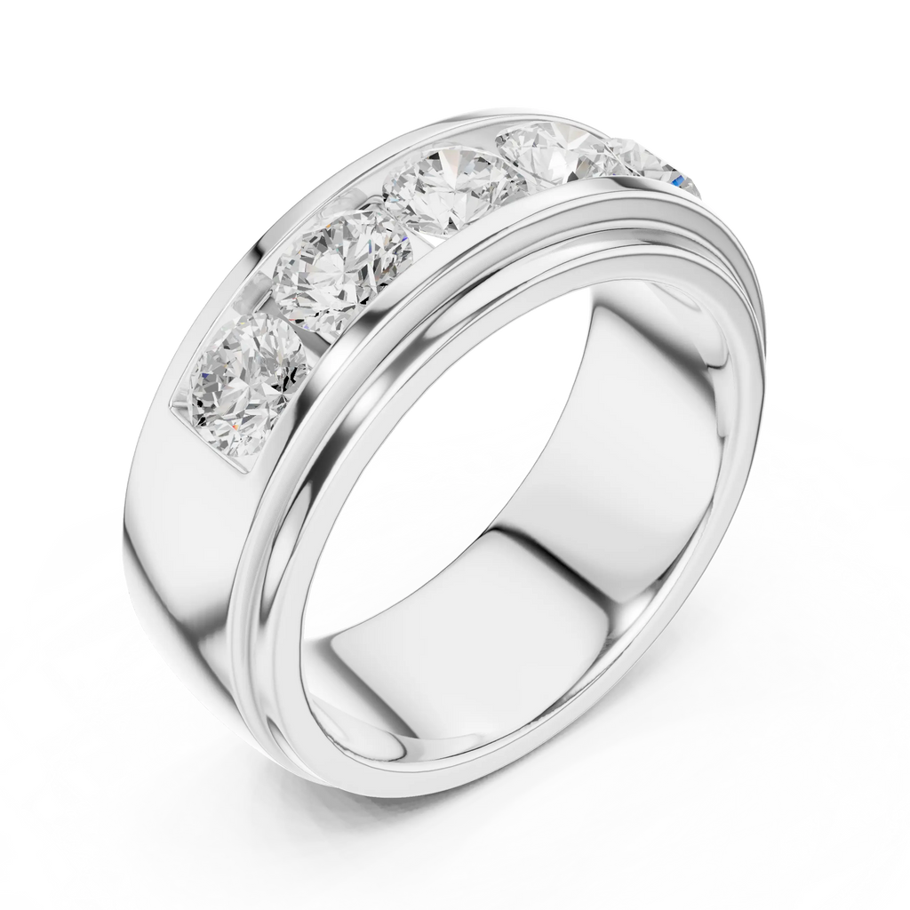 14K Yellow Gold Five-Stone Lab Grown Channel Set Men's Diamond Band