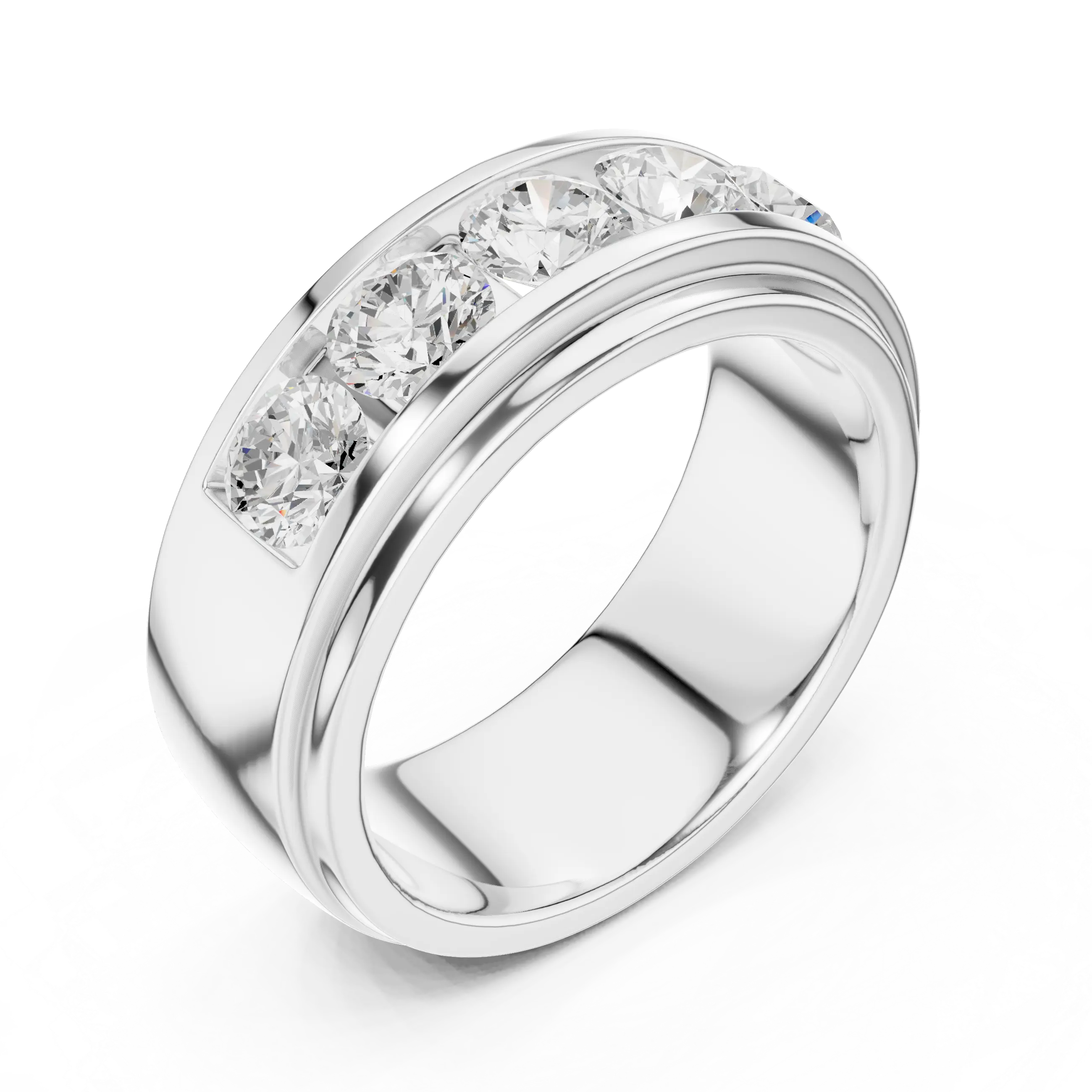 14K Yellow Gold Five-Stone Lab Grown Channel Set Men's Diamond Band