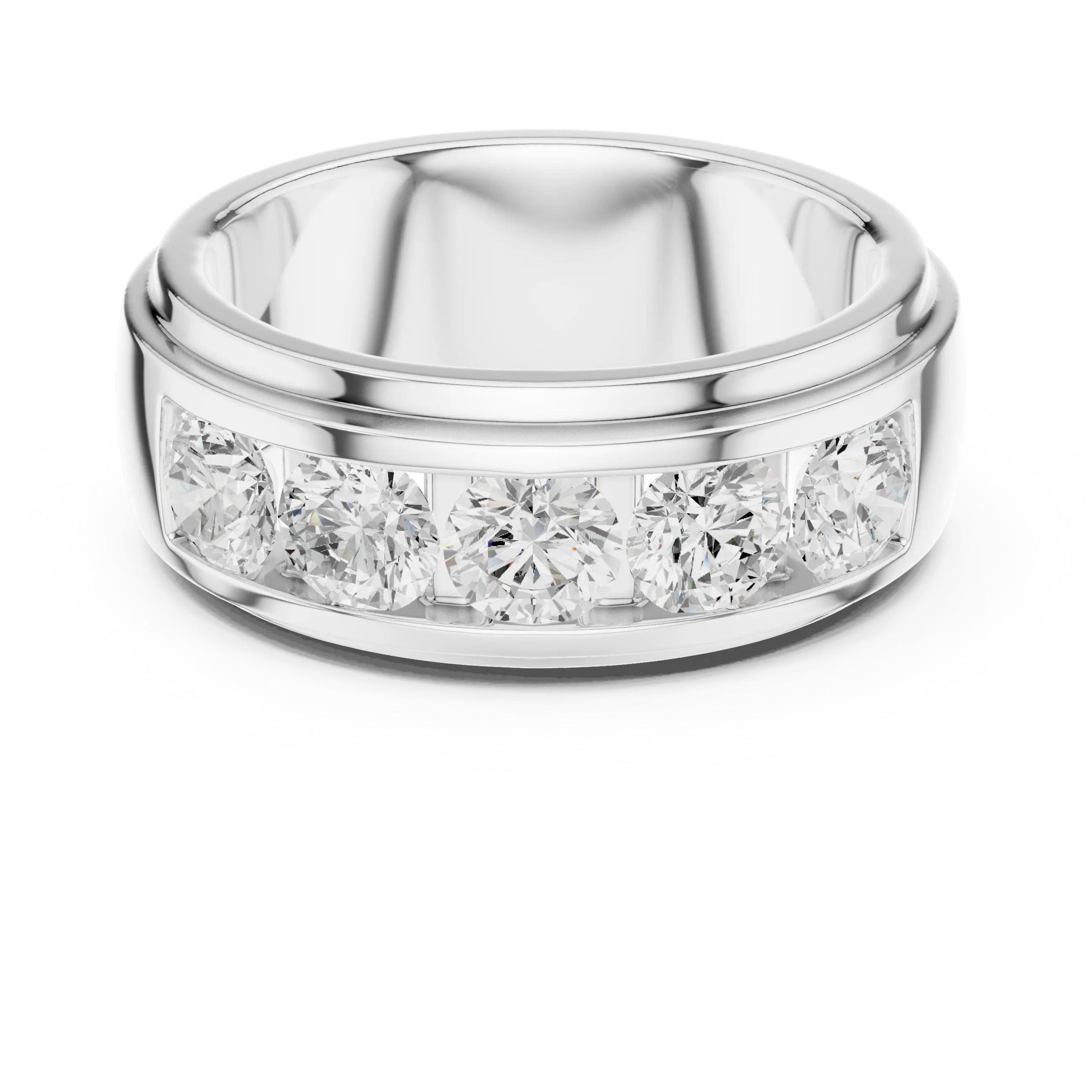 14K Yellow Gold Five-Stone Lab Grown Channel Set Men's Diamond Band