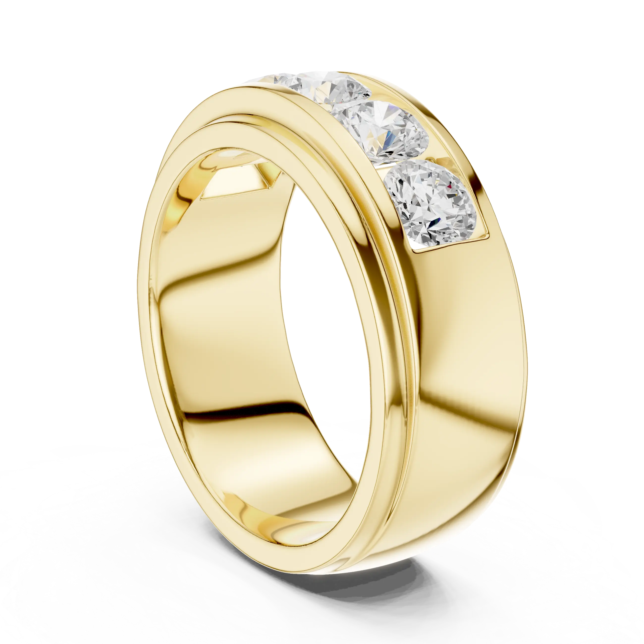 14K Yellow Gold Five-Stone Lab Grown Channel Set Men's Diamond Band