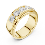 14K Yellow Gold Five-Stone Lab Grown Channel Set Men's Diamond Band