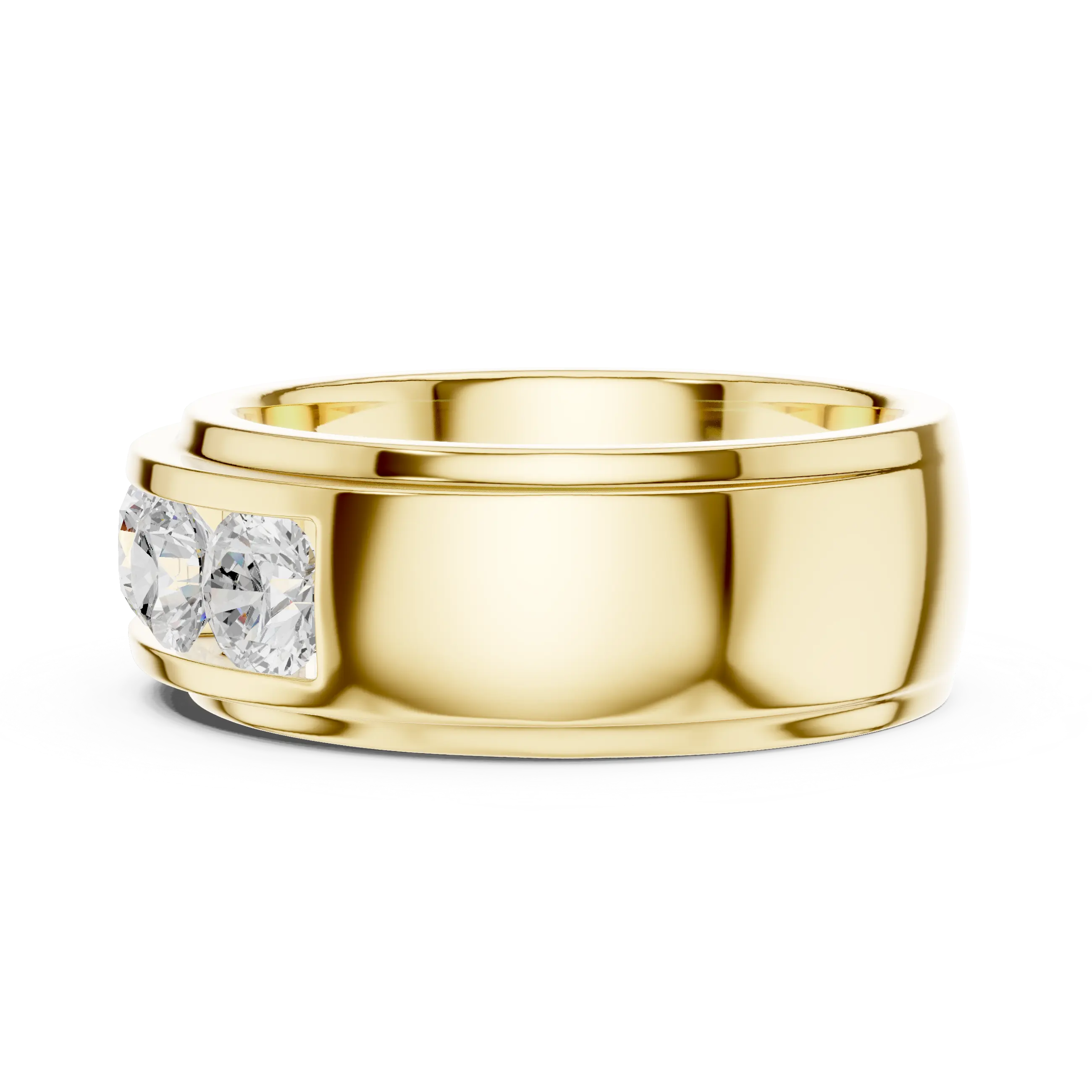 14K Yellow Gold Five-Stone Lab Grown Channel Set Men's Diamond Band