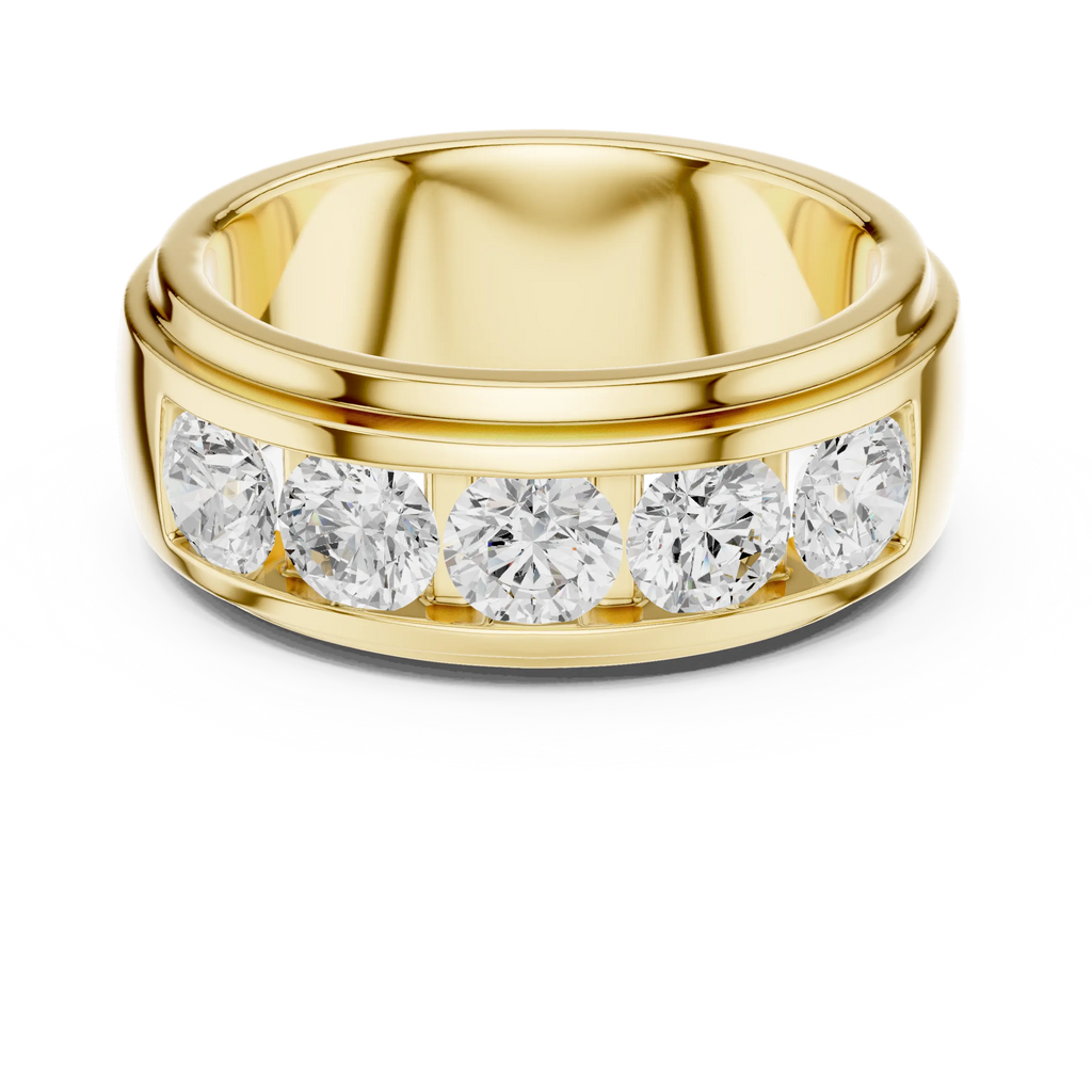 14K Yellow Gold Five-Stone Lab Grown Channel Set Men's Diamond Band