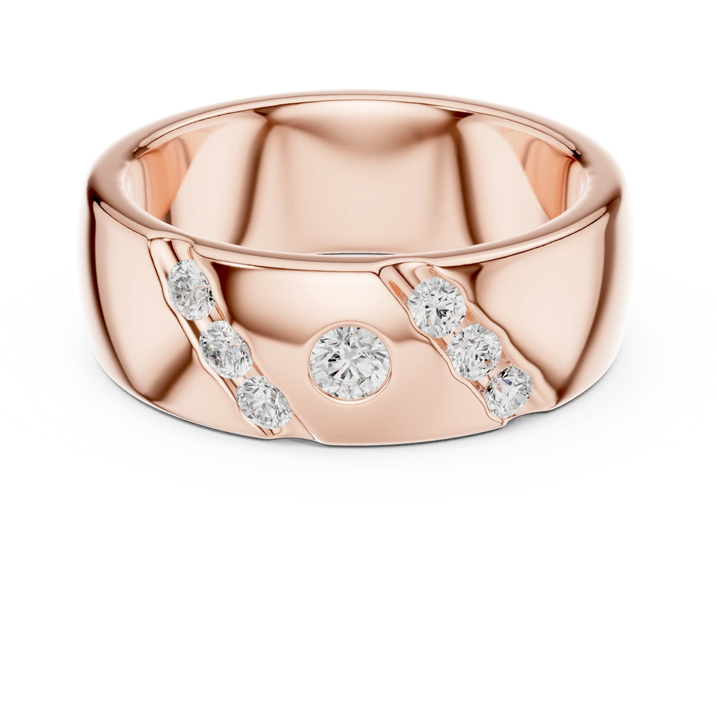 18K White Gold Moissanite Flush-Set Diamond Men's Band