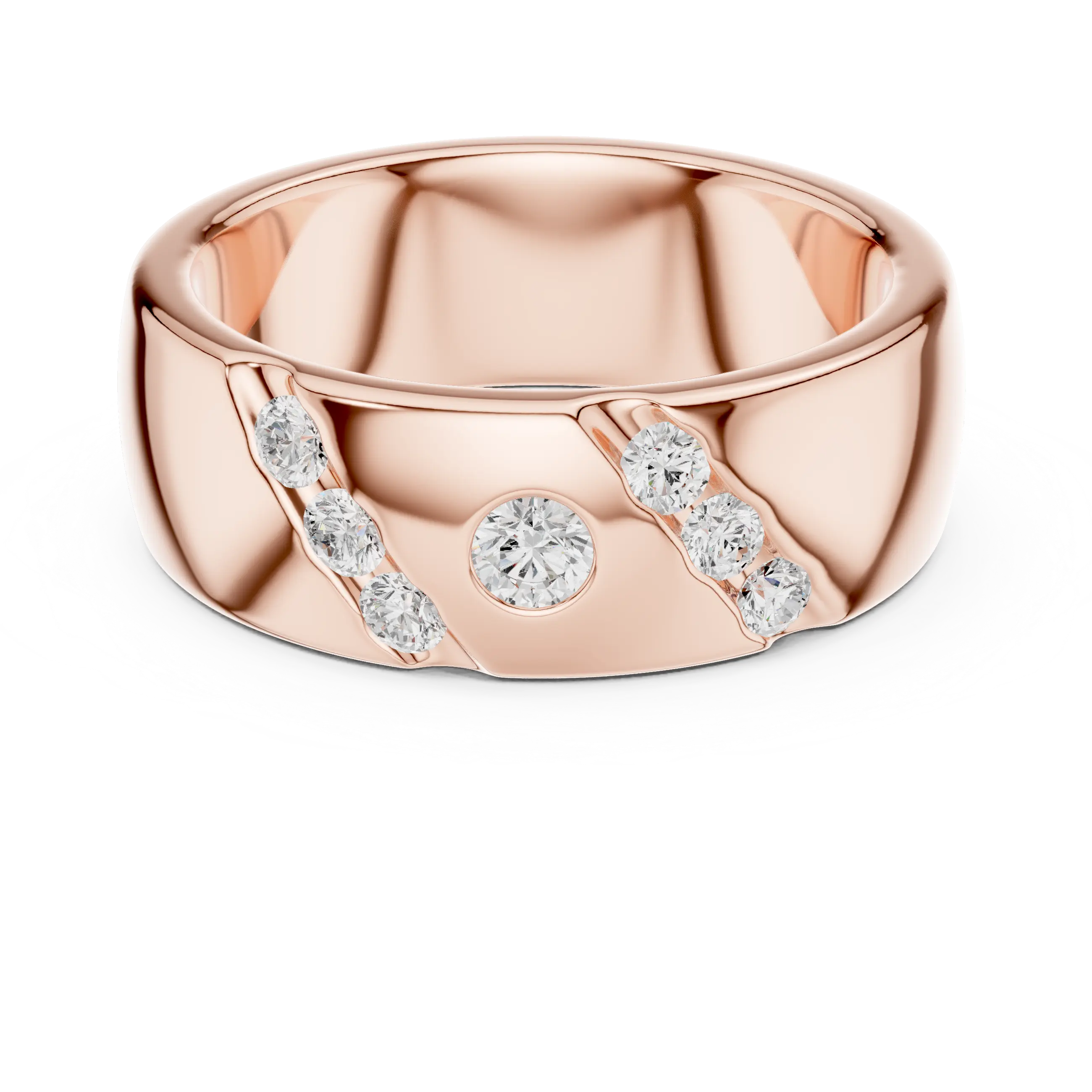 18K White Gold Moissanite Flush-Set Diamond Men's Band