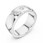 18K White Gold Moissanite Flush-Set Diamond Men's Band