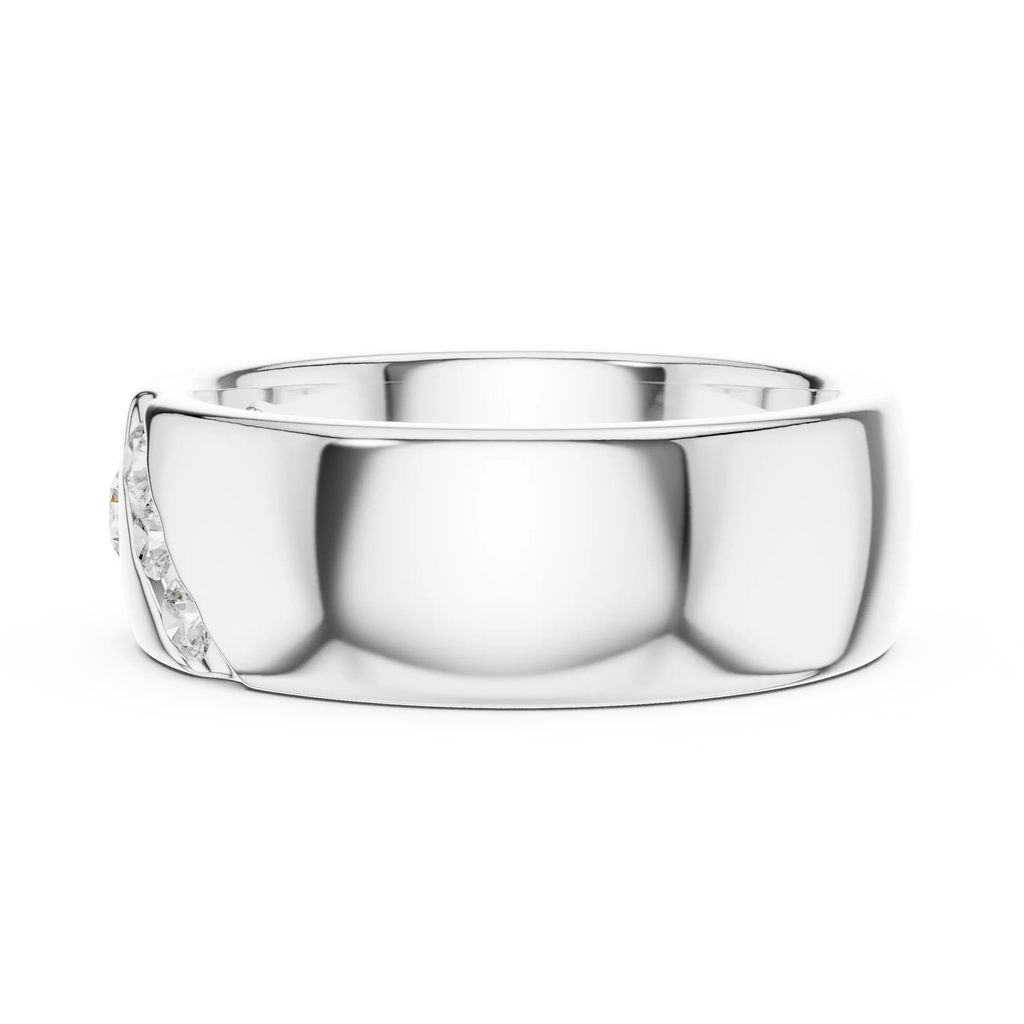 18K White Gold Moissanite Flush-Set Diamond Men's Band